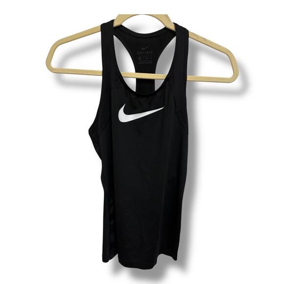 Nike Womens DriFit Black Mesh Athletic Tank Top Racerback Singlet XS - Picture 1 of 4